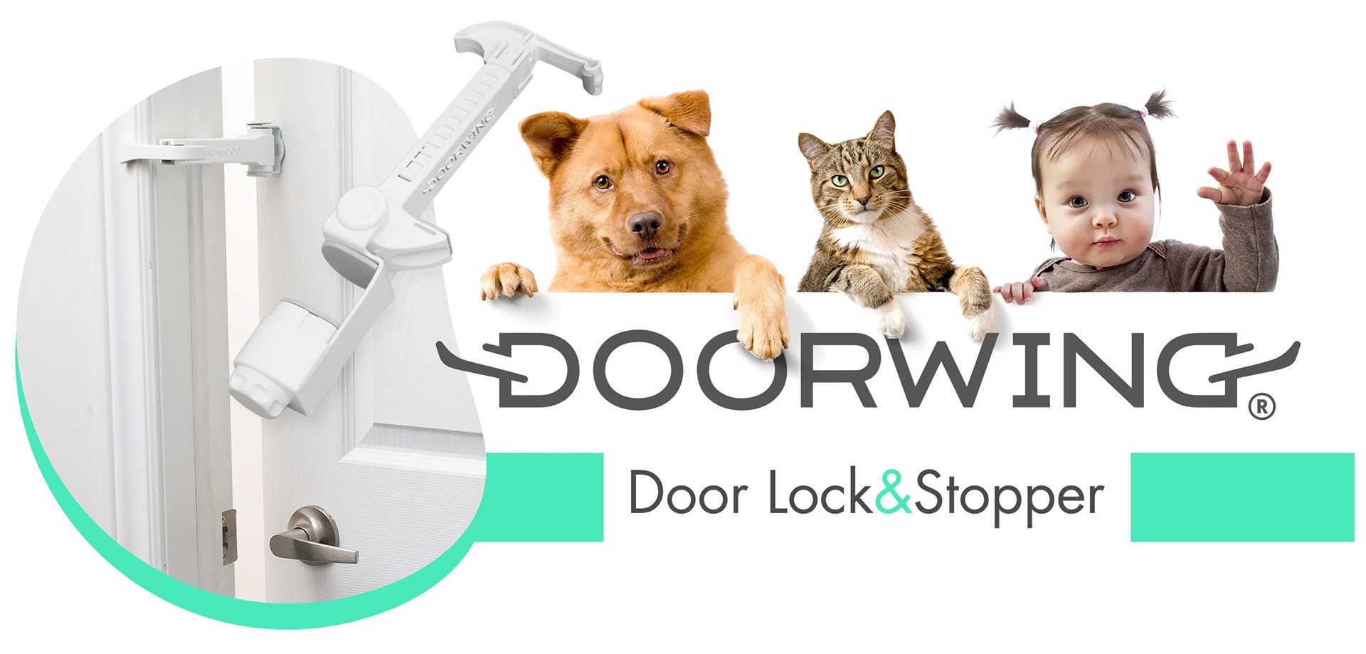 DOORWING portable door lock and door stopper for pet proofing child proofing baby proofing dog proofing cat proofing doors finger pinch guardDOORWING portable door lock and door stopper door guard for child proofing and pet proofing doors